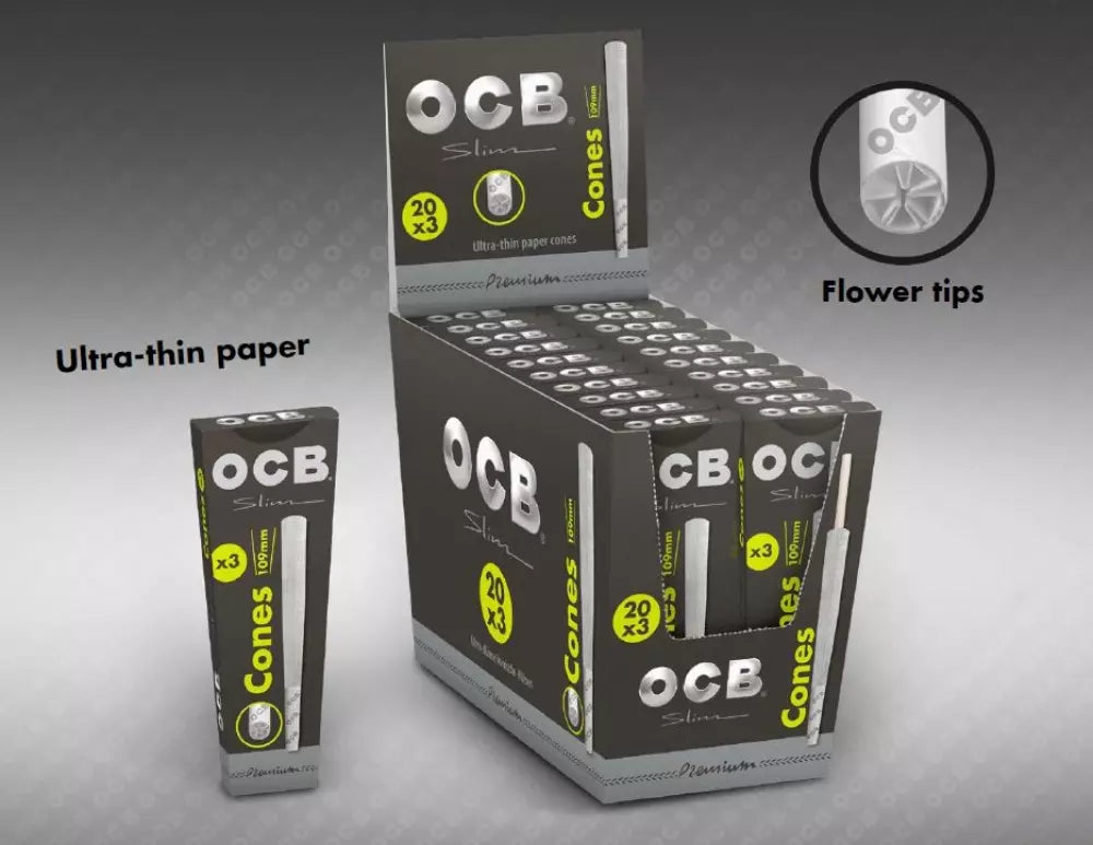 OCB Premium Slim Cones kartong 20 pakker 60 cones