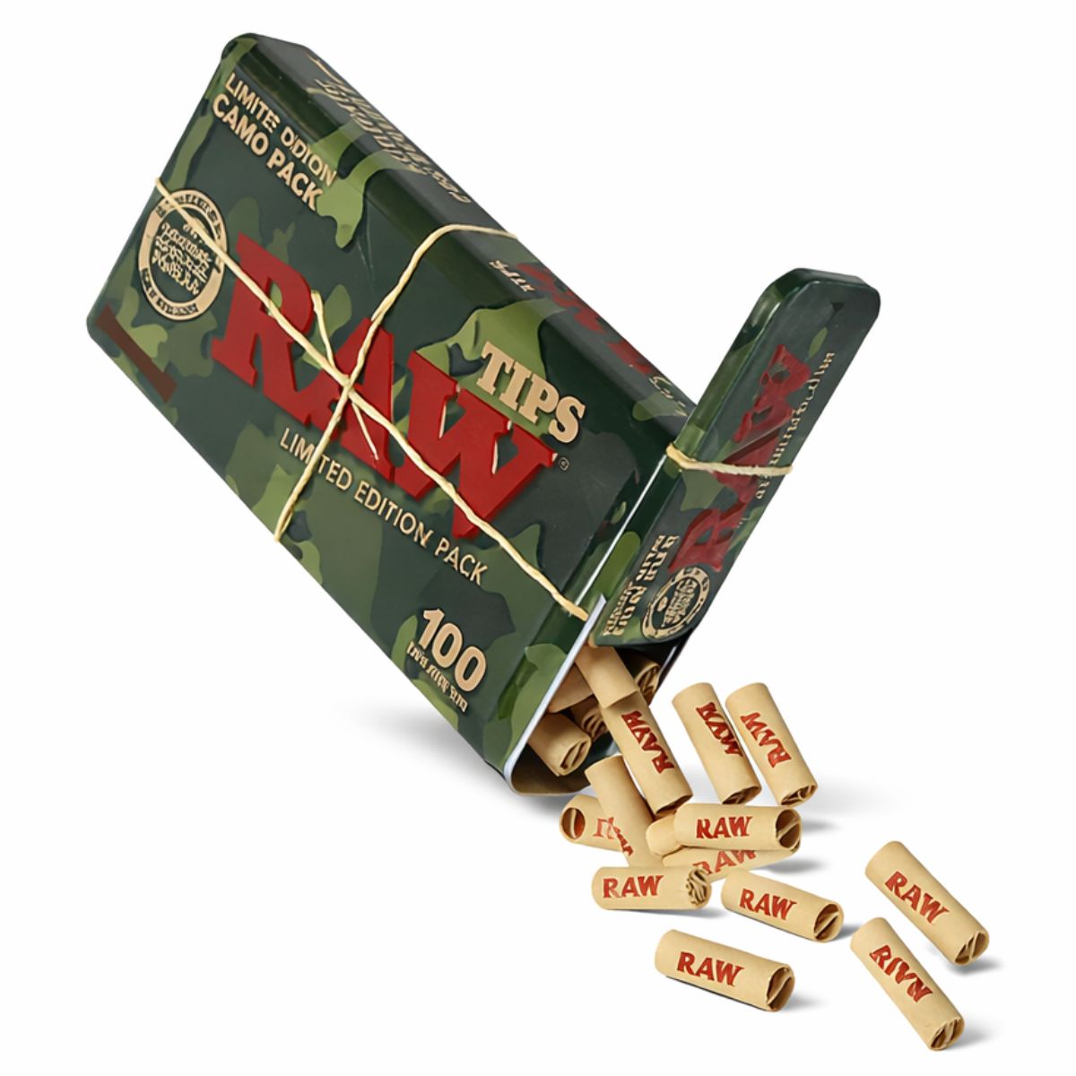 RAW Camo tinn-boks 100 pre-rolled filter tips Limited Edition | BudMates