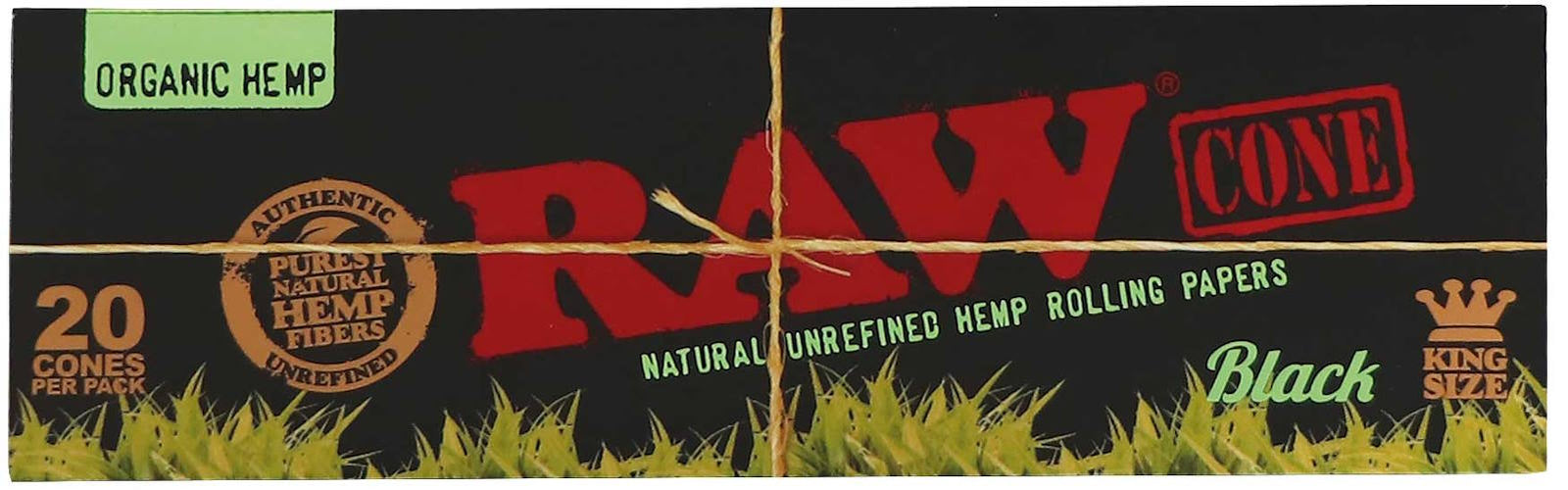 RAW Black Organic Cone 20pk King Size – økologiske ferdigrullede cones